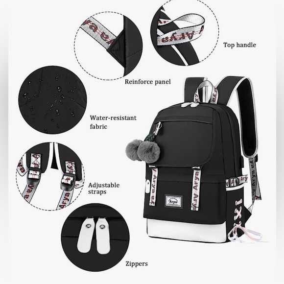 GIRLS BLACK BACKPACK BY ARYA - Picture 11 of 11